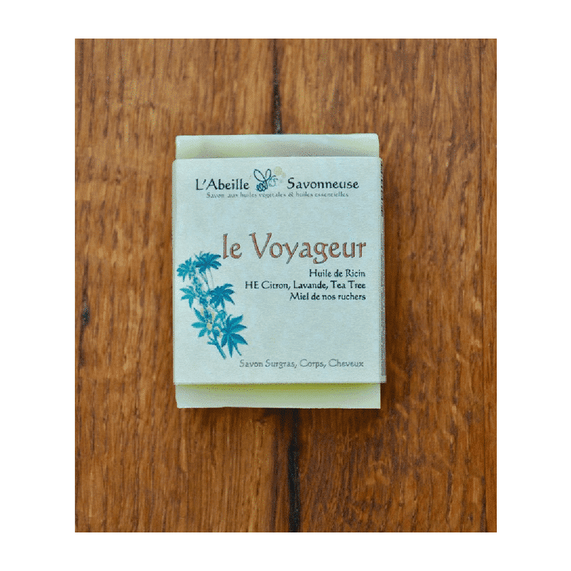 Savon Le Voyageur emballé dans son carton de présentation - L'Abeille Savonneuse