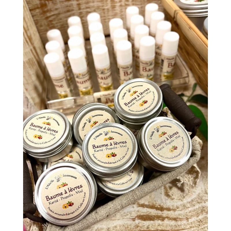 Tubes et pots de baume à lèvres Karité Miel Propolis - L'Abeille Savonneuse