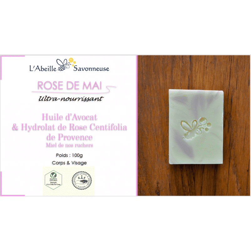 Savon Rose de Mai avec description - L'Abeille Savonneuse